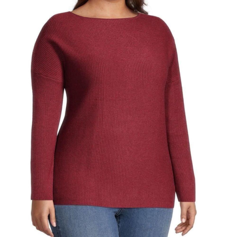 NWT Denver Hayes Boat Neck Pullover Sweater Large Burgundy